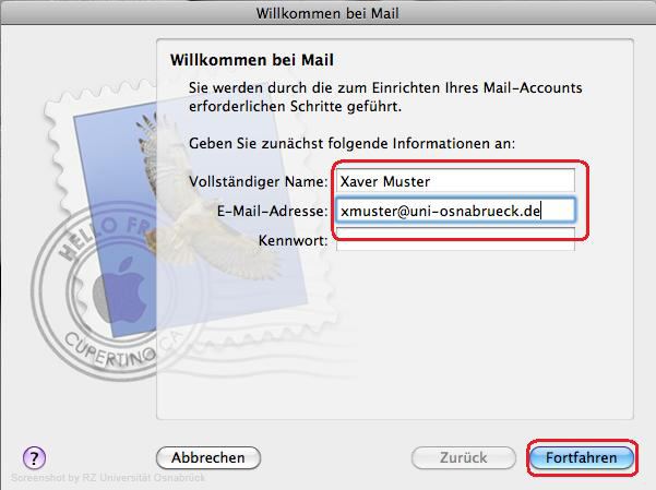 Einrichten eines Mailkontos unter Apple Mail von zu Hause