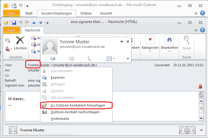 Signieren Und Verschlusseln Mit Outlook 10 Rechenzentrum Universitat Osnabruck