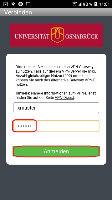 VPN einrichten unter Android - Screenshot