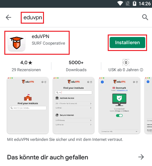 Android edu_vpn Screenshot